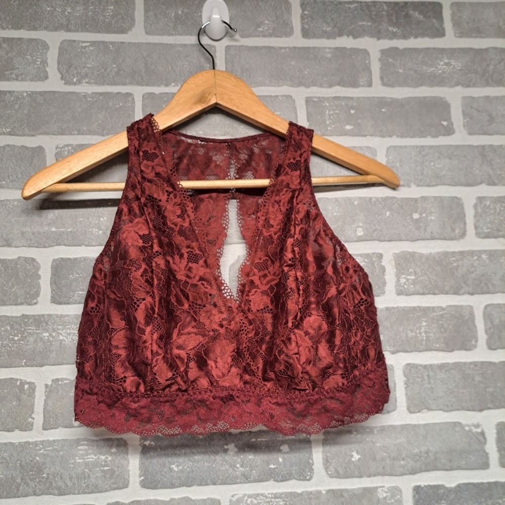 SOMA EMBRACEABLE LACE BRALETTE RACERBACK BRA XL Maroon Burgundy - Picture 2 of 8
